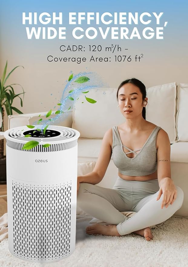 True HEPA Air Purifier (C8) 3-Stage Filtration System, 360° Air Intake, Ultra-Quiet, Ideal for Large Rooms, and Ozone Free (Medium)