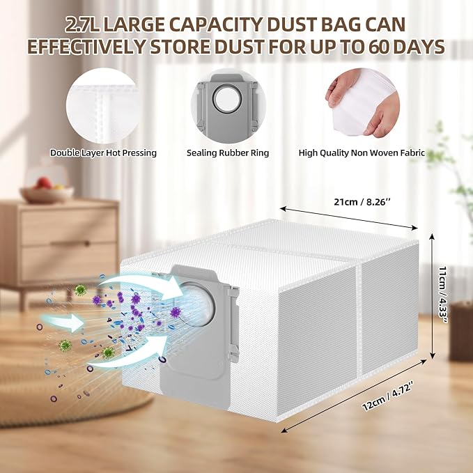 EOVWAEO 26 Pack Accessories for Roborock Qrevo S/Qrevo Pro/Qrevo Plus/Qrevo Maxv Vacuum Robot, Replacement 2 Main Brush 6 Mop Pads 6 Dust Bag 6 Sidebrush 4 Filter 1 Cleaning Brush 1 Screwdriver