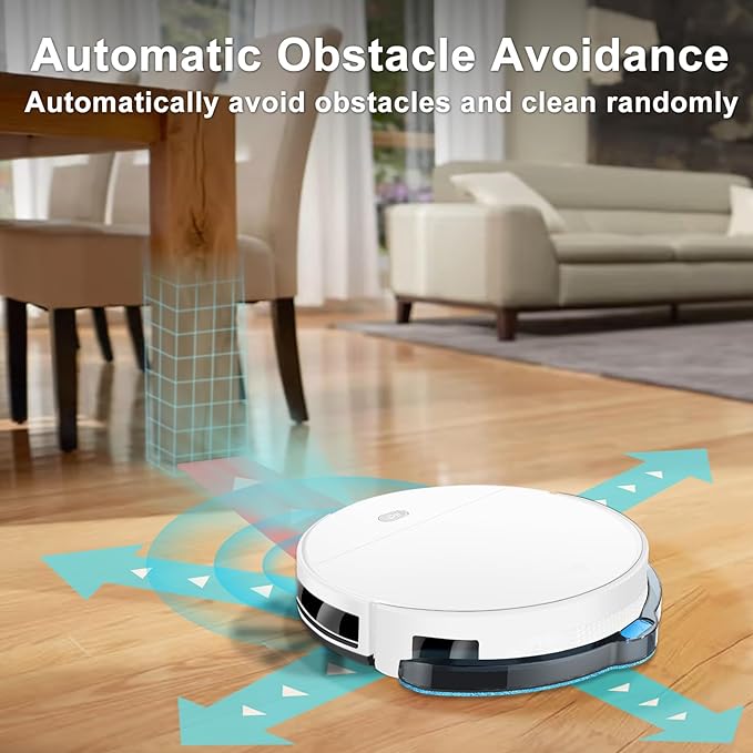 Robot Vacuum and Mop Super Thin 2 in 1 Robotic Vacuum Cleaner Up to 4500Pa Suction with Schedule Clean Mute Super Remote Control/App/Voice utomatic Recharge Ideal for Pet Hair Vacuums All Floors