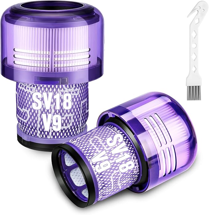 2 Pack SV18 V9 Filter Replacement for Dyson Digital Slim/Spare & V9 Motorbar Cordless Vacuum, Part No. 970612-01, V9 Vacuum Filter