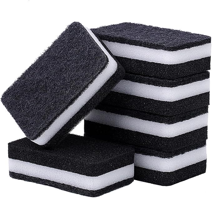 Kitchen Cleaning Sponges, 6 Pack Heavy Duty Scrub Sponges Cleans Fast Non-Scratch Sponge for Washing Dishes and Cleaning Kitchen (Black)
