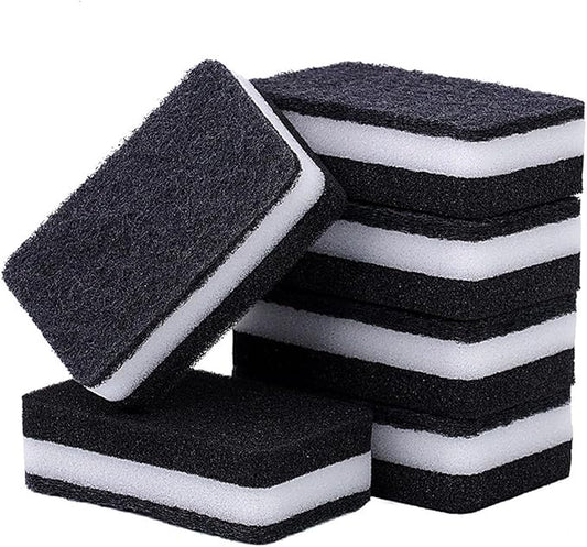 Kitchen Cleaning Sponges, 6 Pack Heavy Duty Scrub Sponges Cleans Fast Non-Scratch Sponge for Washing Dishes and Cleaning Kitchen (Black)