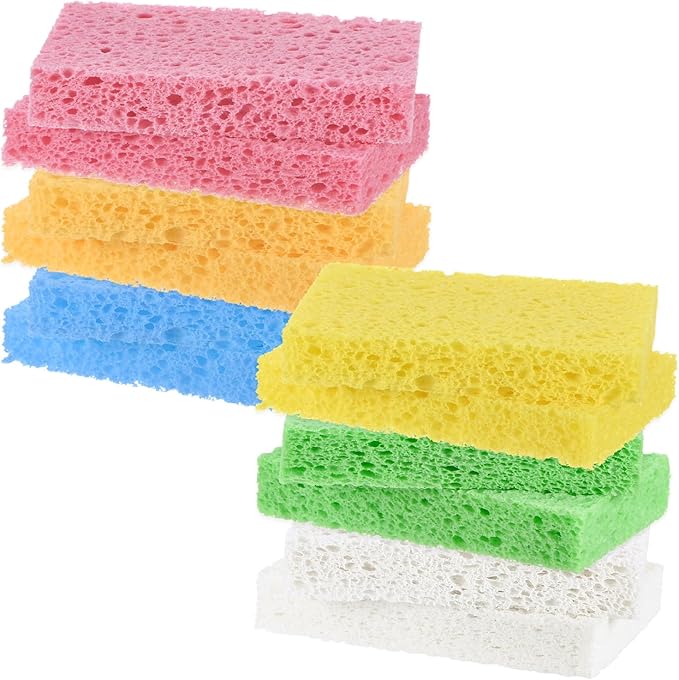 M METERXITY 2-Set Kitchen Sponges, Condense Eco Cellulose Non-Scratch Scrub Heavy Sponge for Kitchen/Household/Bathroom, Clean Tough Messes Dish Scrubber [Multicolor]