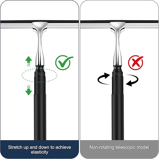 Eahwey 12-51’’ Telescopic Window Squeegee for High Windows, 2-in-1 Window Cleaning Kit with Extra Silicone Blade & Hook, Professional Squeegee for Shower Glass Doors, Car Windshield & Outdoor Use