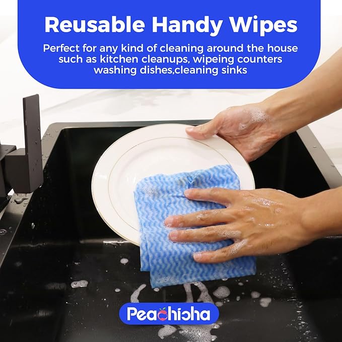 Reusable Cleaning Towels Handi Wipes Reusable Cloths Disposabel Dish Cloths Dish Towels Dry Handy Wipes Big Durable Absorbent 40 Count, Yellow
