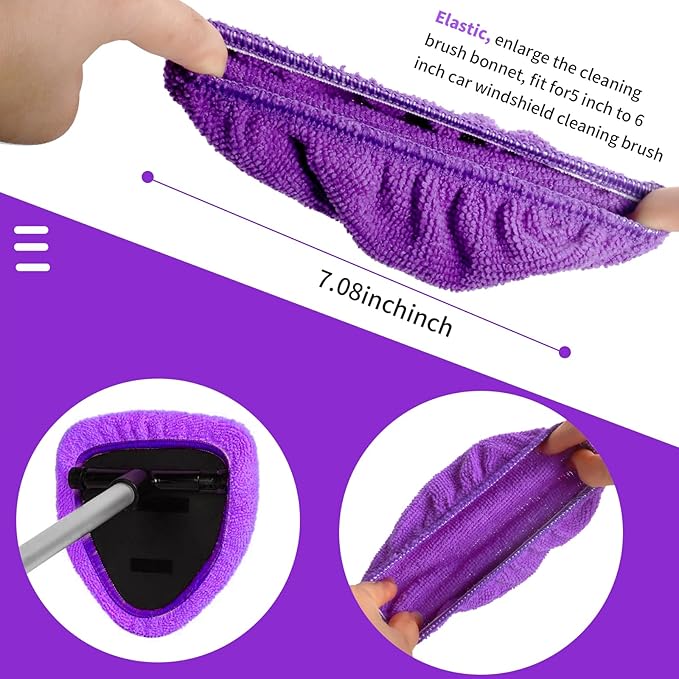 Xindell Window Cleaner Tool – 24inch Car Windshield Cleaner with 4 Microfiber Pads Bonnets Extendable