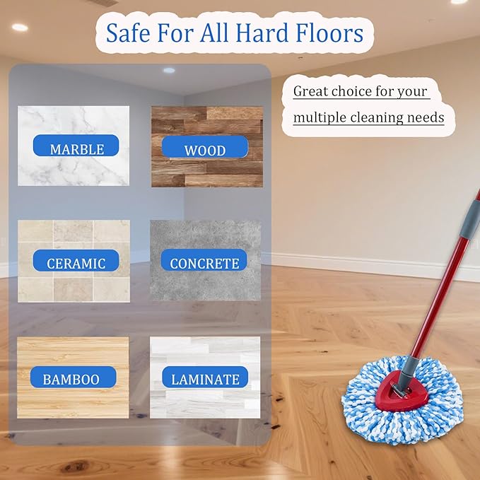 7-Pack Mop Replace Heads Compatible for O Ceda, Spin Mop Refill Head Replacement for RinseClean 2-Tank System - Fluffy Microfiber, Machine Washable and Easy to Replace