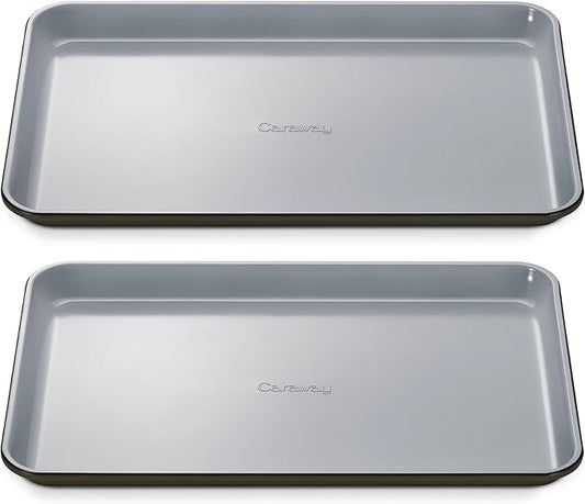 Caraway Non-Stick Ceramic Medium Baking Sheet - Naturally Slick Ceramic Coating - Non-Toxic, PTFE & PFOA Free - Perfect for Baking, Roasting, and More - Medium (15" x 10") - Black