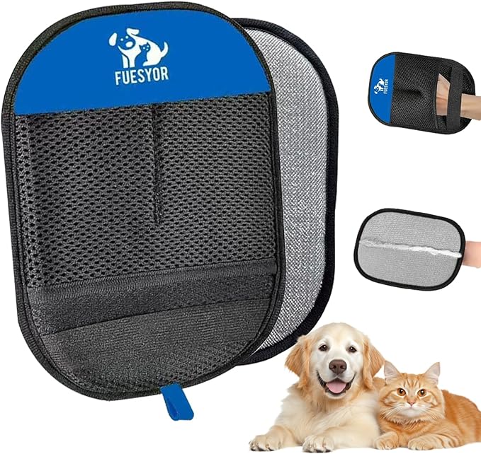 Fuesyor Pet Hair Remover Tool Glove for Cats & Dogs, Static Lint and Fur Removing Mitts for Laundry, Couch, Carpet, Clothing, and Auto Seats