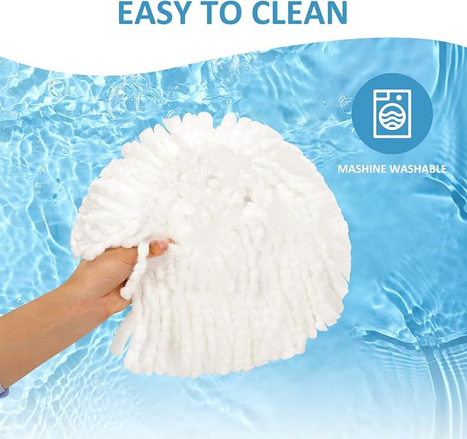 6 Pack Spin Mop Replacement Heads Compatible for Oceda EasyWring 1 Tank Bucket System, Reusable and Microfiber Mop Refills for Hardwood Floor Cleaning, with Base