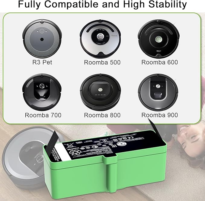 Dentsing Upgraded 3300mAh Replacement Battery 1800LI for iRobot Roomba 500/600/700/800/900 Series Compatible with Roomba 895 890 877 695 690 680 677 675 670 665 640 960 965 970 860 850 805 4376392