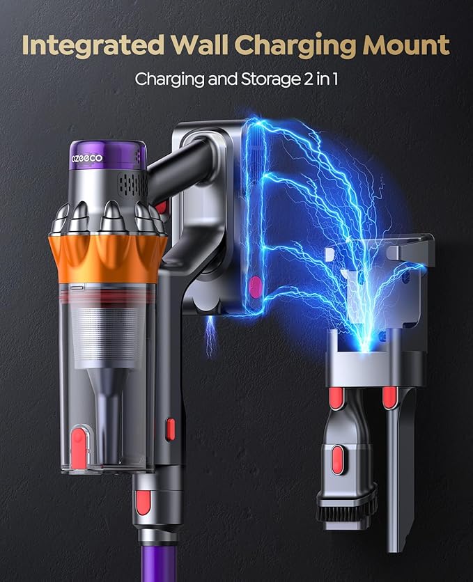 ozeeco Cordless Vacuum Cleaner, 600W/50KPA/65Mins Vacuum Cleaners for Home, Self-Standing Stick Vacuum with Wall Mount Charging and Auto Mode, Handheld Vacuum for Pet Hair/Carpet/Floor