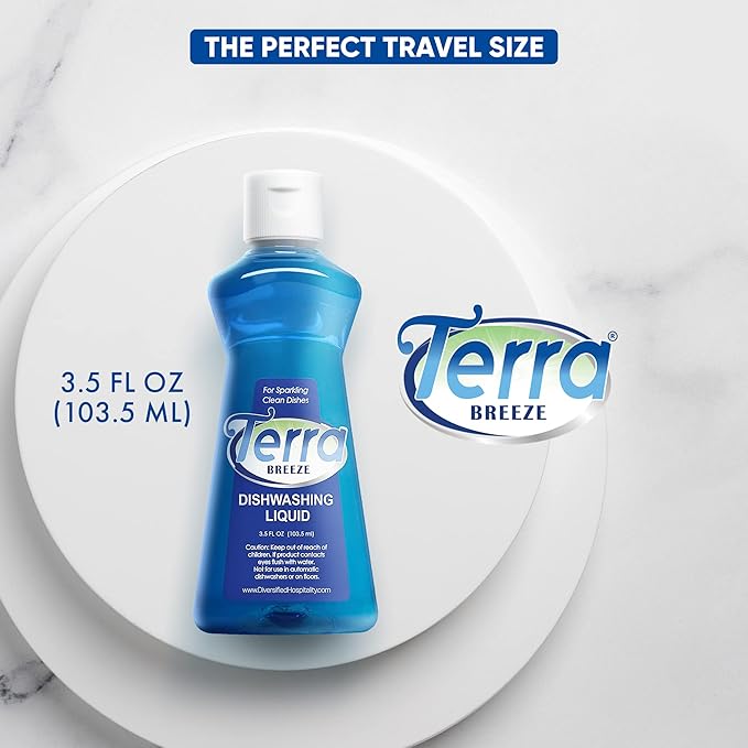 Terra Breeze 1-Shoppe All-in-Kit Hotel Liquid Dish Soap Detergent, 3.5 oz (Case of 36)