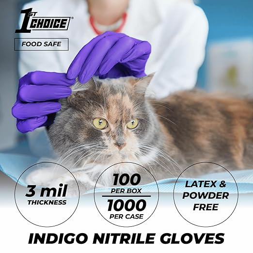 1st Choice Nitrile Disposable Gloves, 3 Mil Indigo, 2 Boxes of 100 Small Nitrile Gloves, Disposable Latex Free Gloves