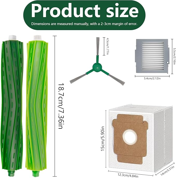 Replacement for iRobot Roomba Max 705 vac, Roomba Plus 504 Vac Vacuum Cleaner, 1 Main Brush, 6 Dust Bags, 6 Filters, 6 Side Brushes, Plus 504 Vac Accessories Set 20 Pcs