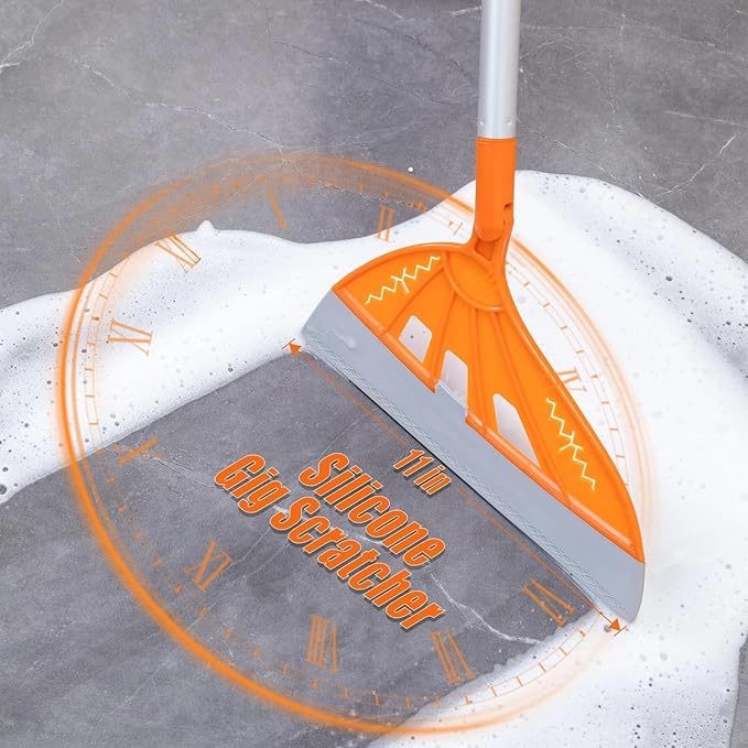 Magic Air Silicone Vacuum Cleaner, Multifunction Silicone Broom, Household Broom for Cleaning Floors and Bathrooms, Pet Hair, Dog Brush Set (Orange)