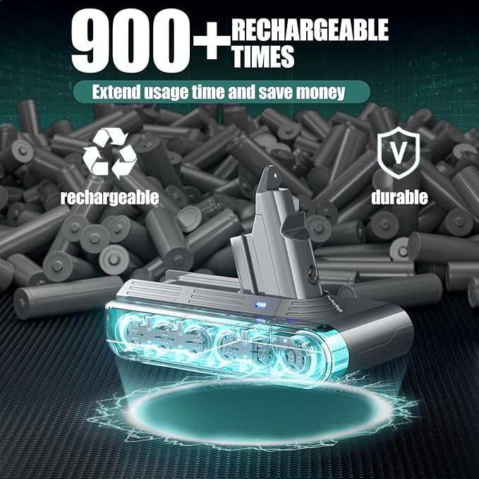 EGR Premium 6200mAh V6 Battery Replacement Compatible with Dyson V6 Animal V6 Absolute V6 Motorhead V6 Fluffy SV03 SV04 SV05 SV06 SV07 SV09 DC58 DC59 DC61 DC62 DC72 DC74 Vacuum Cleaner(Not Fit V7, V8)