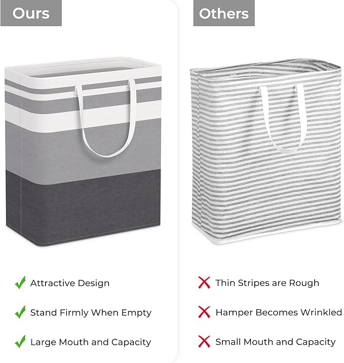 HomeHacks 1-Pack Large Laundry Basket,Waterproof, Freestanding Laundry Hamper, Collapsible Tall Clothes Hamper with Extended Handles for Clothes Toys in The Dorm and Family-(Gradient Grey, 100L)