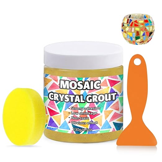OOTDART Mosaic Crystal Grout, Mosaics Tile Tools, Mosaic Tile Accessories – Essential for Handmade Grouting and Perfect for DIY Craft Projects (Yellow, 4.5oz)