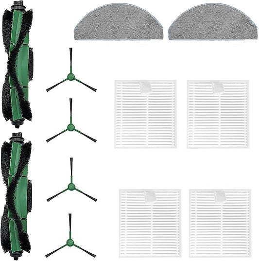 12 Pack Accessories Kit Compatible with iRobot Roomba Essential 100 Series 104 105 Combo Y0140 Y0110 Q011 Q0120 Q0520 Vacuum,1 Roller Brush＆ 4 Side Brushes＆4 Filters & 2 Mopping Pads Replacement Parts