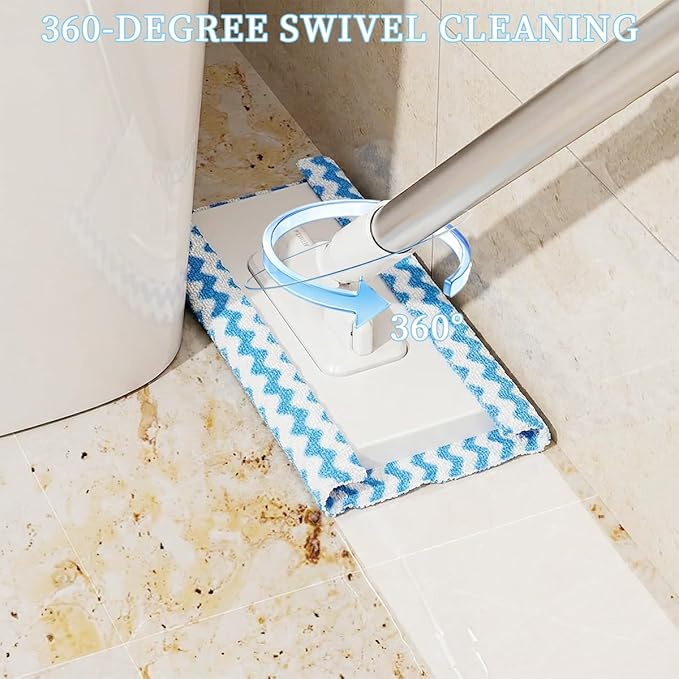 Snap Grip Mini Mop, Zero Touch MiniMop, Disposable Clip Mopstick Reusable Cloths, Retractable Gap Dust Cleaner Flat Mops with Locking Head & Sweeping Cloths (1*mop+5*Cloth)