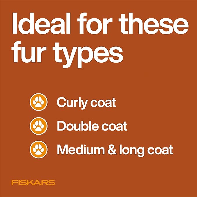 Fiskars Pet, Dog and Cat Grooming Scissors, Serrated Teeth for Thinning & SoftGrip Handle, Cat and Dog Supplies, Orange/Black, Blending Scissors
