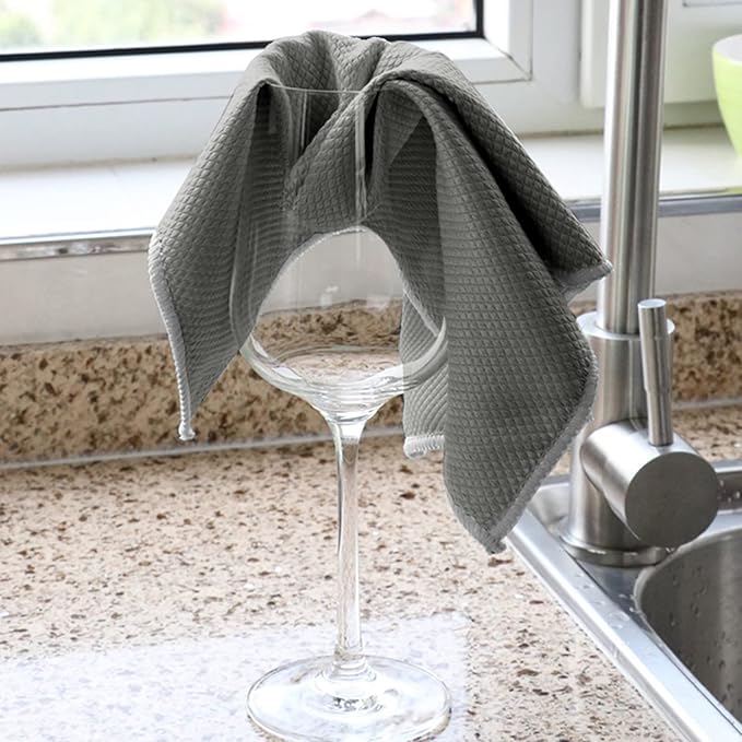 SINLAND Microfiber Glass Cleaning Cloth for Window, Car Windows, Mirrors, and Stainless Steel, Lint Free, Streak Free, 6-Pack, 16x16 Inch Grey