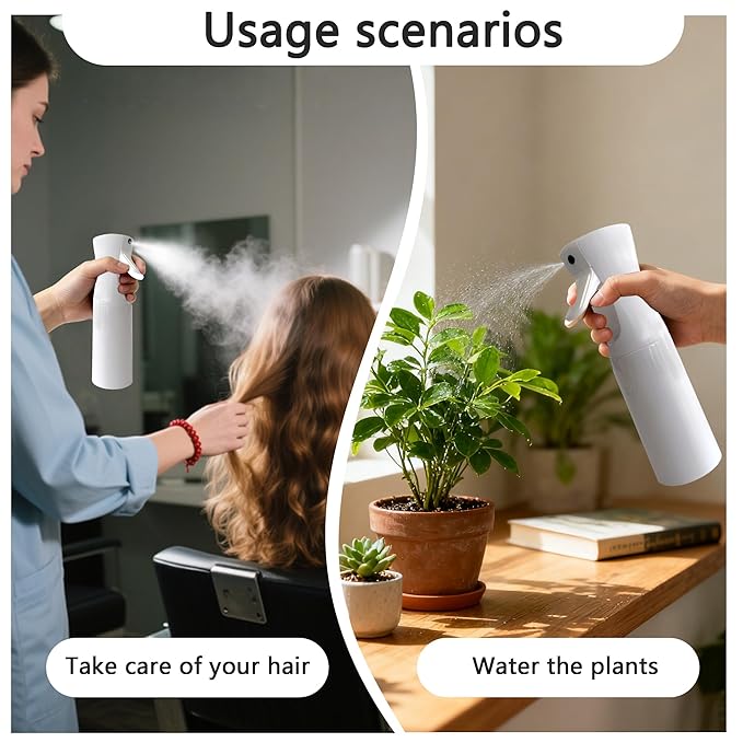 Spray Bottle for Hair Continuous Ultra Fine Mist (200ml) 360° Multi Spray Bottle for Plants, Cleaning, Skin Care Leakproof & Durable 2 Pack