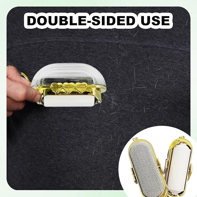 Travel Portable Lint Roller Set,Pet Lint Roller Extra Sticky Comes with 4 Rolls of Replacement Rollers,Double-Sided Lint Remover for Garment Bag Dust Lint (Transparently)