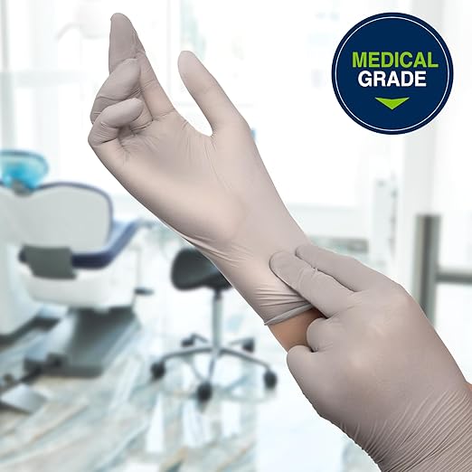 HALYARD Sterling SG Nitrile Powder Free Exam Gloves Disposable 3.7 mil, 9.5 Inches, Gray, Medium, 41659 (Box of 250)