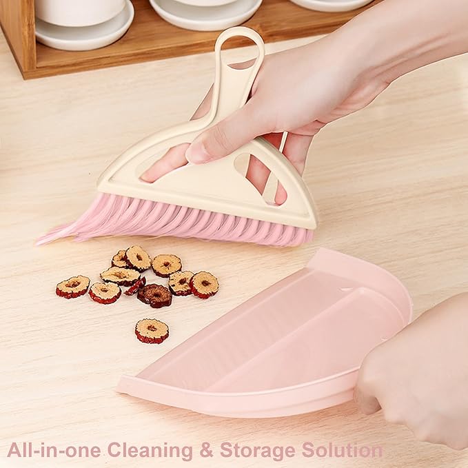 6 Pcs Small Dustpan and Brush Set, Whisk Broom Dust Pan with Handle, Nesting Tiny Dust Pan with Brush Mini Hand Broom and Dustpan Set for Cleaning Home, Classroom, Countertop, Keyboard, Car & Pet Nest