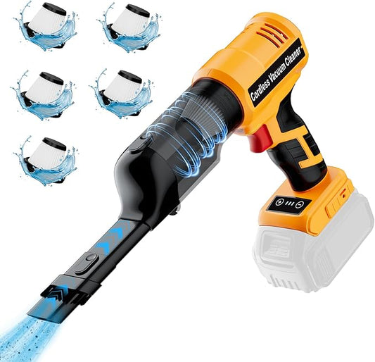YEX-BUR Cordless Handheld Vacuum for Dewalt 20V Battery(Tool Only), 240W Powerful Car Vacuum with Brushless Motor, 3-Speed, 5 Filters, Portable Vacuum Cleaner for Home Office Car Pet
