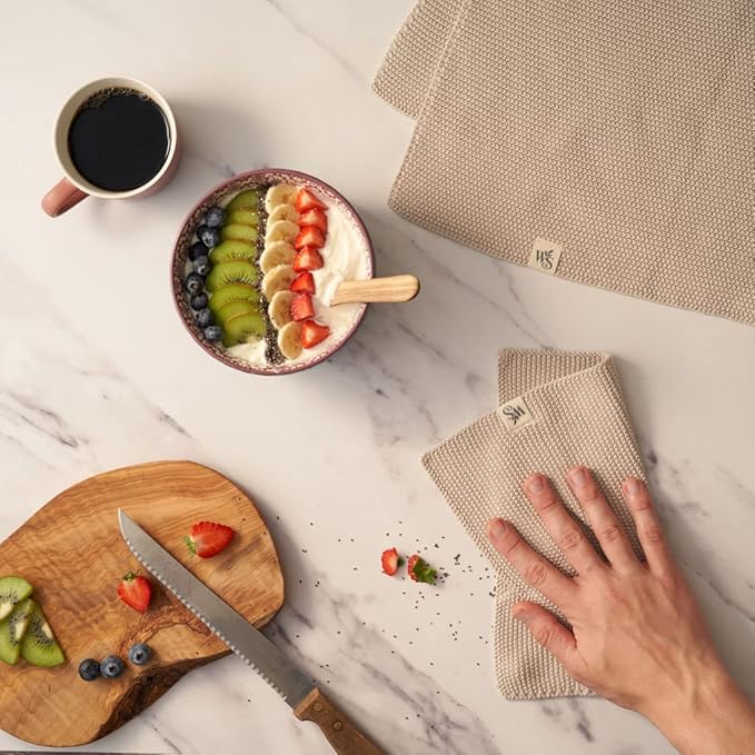 Wild & Stone | Organic Cotton Dish Cloth | Eco-Friendly Kitchen Cloth | Biodegradable & Compostable Cleaning Cloth | Beach Sand
