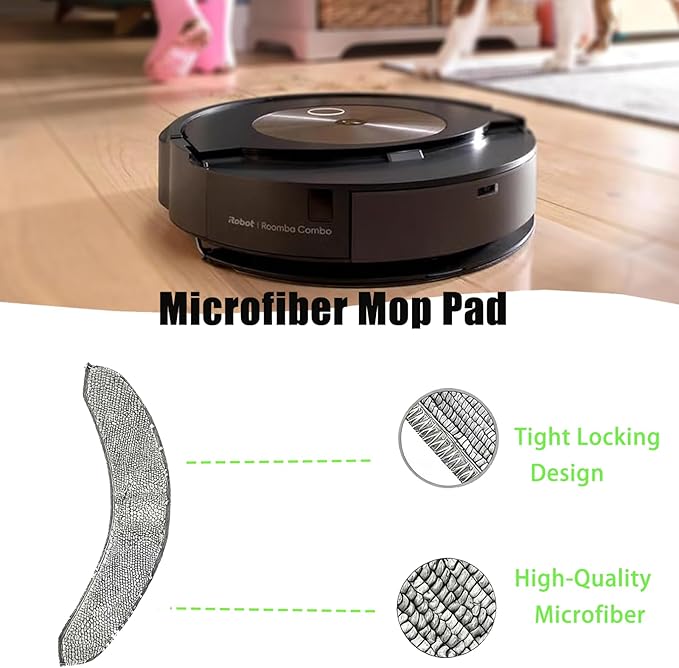 Replacement Parts Kit Compatible with iRobot Roomba Combo j7+ Plus, Combo j9+,Combo 10 Max Vacuum, Includes 1 set Roller Brushes, 4 Mop Pads, 4 HEPA Filters, 4 Side Brushes, 4 Dust Bags