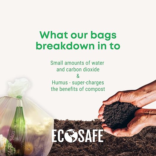 EcoSafe-6400 HB1617-6 Certified Compostable Bag - Small 16x17” Green Bags for 2.5 Gallon Bin - Extra Strong Leak, Puncture and Tear Resistant Food Scraps Bin Liners, Pack of 720
