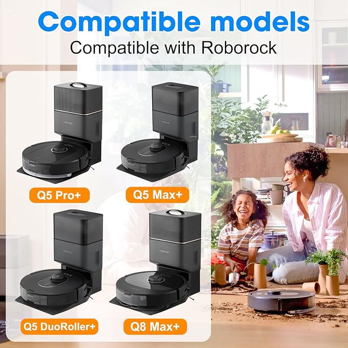 DrRobor Q5 Max+ Replacement Accessories Kit 23PCS Compatible with Roborock Q8 Max+/Q5 Pro+/Q5 Max+/Q5 DuoRoller+ Includes Dual Main Brush, HEPA Filters, Mop Pads, Side Brushes, Cleaning Tools