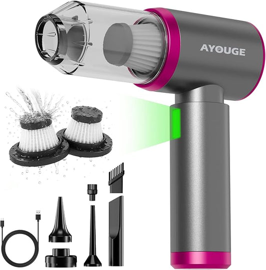 Car Vacuum Portable Cordless, 20000PA High Power Vacuum Cleaner, Brushless Motor, 3-Speed Modes, 4 in 1 Compressed Air Duster, Air Blower, Pump Handheld Vacuum with LED for Car, Home, Office, Camping