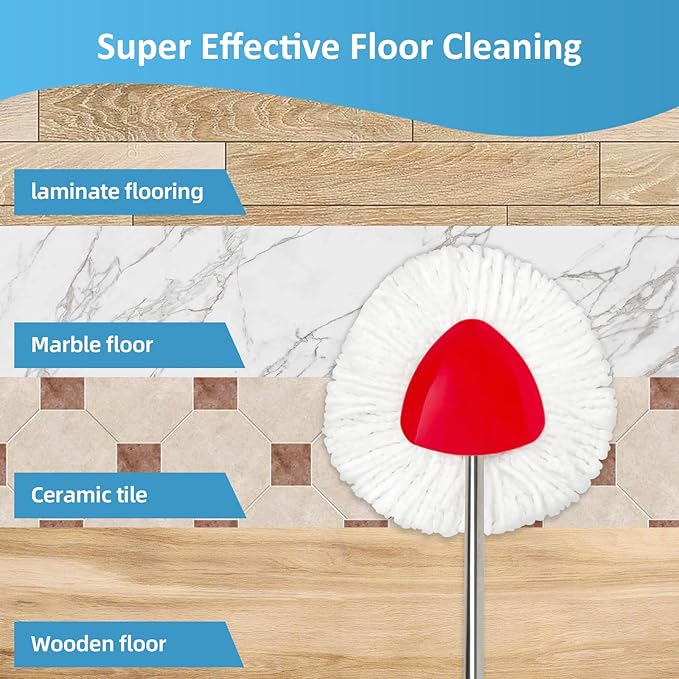 6 Pack Spin Mop Replacement Heads Compatible for Oceda EasyWring 1 Tank Bucket System, Microfiber Mop Replace Head Refills for Hardwood Floor Cleaning (Not for 2 Tank)