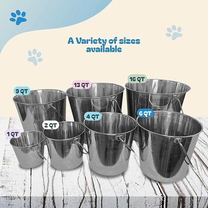 Advance Pet Products Heavy Stainless Steel Round Bucket, 6 Quart