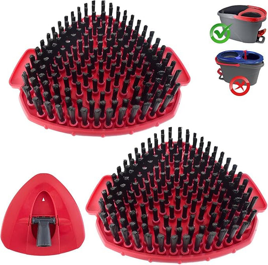 Scrubber Mop Head for Ocedar, Scrub Brush Scrubber Head Compatible for O Cedar Easywring 1-Tank System, 2 Pcs Mop Brush Spin Mop Scrub Brush Head with 1 Mop Base for Bathroom Kitchen Tub and Tile