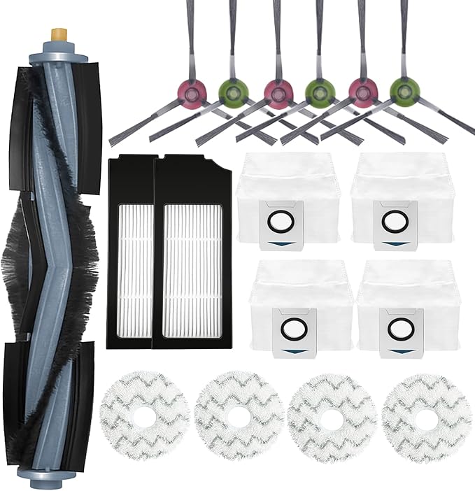 Kits Accessories Replacement Compatible for ECOVACS DEEBOT X1 Omni / X1 TURBO Robot Vacuum, 1 Main Brush 6 Side Brushes 2 Filter 4 Bags 4 Mop Pads Replacement Parts