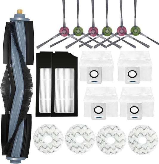 Kits Accessories Replacement Compatible for ECOVACS DEEBOT X1 Omni / X1 TURBO Robot Vacuum, 1 Main Brush 6 Side Brushes 2 Filter 4 Bags 4 Mop Pads Replacement Parts