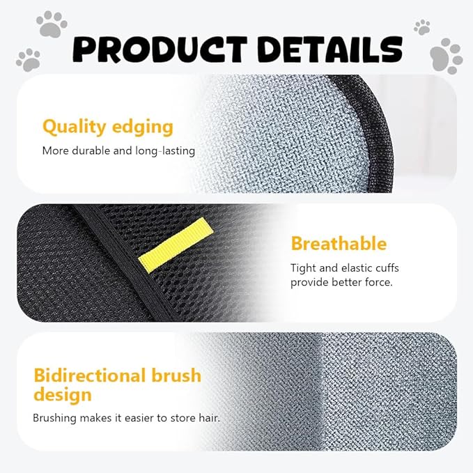 3Pcs Pet Hair Removal Glove, Electrostatic Hair Removal Glove for Cats and Dogs, Reusable Hair Remover for Couch, Carpet, Car Seat, Laundry Clothing Quick Cleaning Tool for Pet Owners (#4)