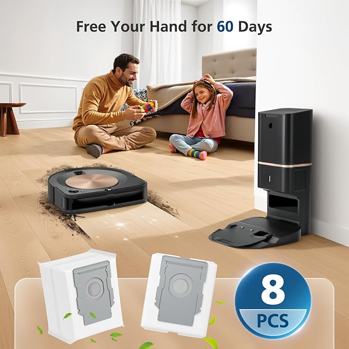 8 Pack Vacuum Bags for irobot Roomba i7, i7+, i8, i8+, i3, i3+, i4, i4+, i5, i5+ i6, i6+, j5, j5+, j6, j6+, j7, j7+, j8, j8+, j9, j9+, s9, s9+, Replacement for i & s & j Series Dirt Disposal