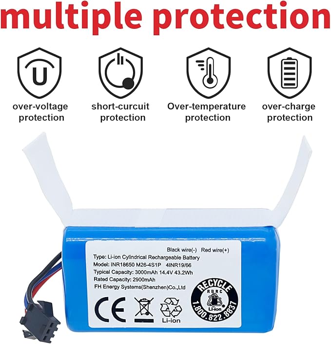 JIIKER Upgrade Replacement Battery Compatible with AIRROBO P20 Robot Vacuum, for eufy G40 Series,G30 Series,RoboVac 11,11S, 11S Plus, 11S MAX,12,15C MAX,15C,G10 Hybrid, G20,G35,G35+ Accessory 3000mAh