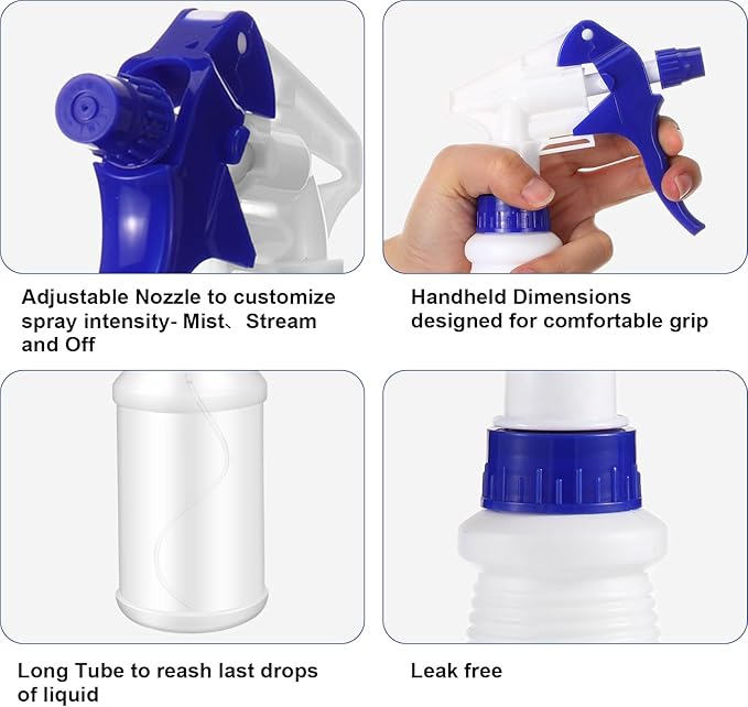 Gerrii 24 Pcs 24oz Plastic Spray Bottle Bulk, Empty Refillable Squirt Bottles for Cleaning Solution, Leak Proof Water Spray Bottle with Adjustable Nozzle and Stickers Commercial Supplies(Mix Color)