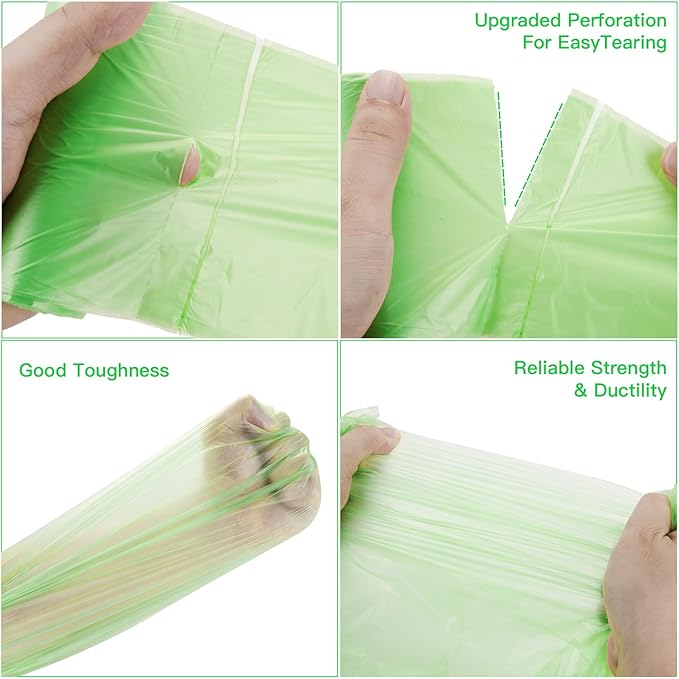 Compostable Trash Bags 2.6 Gallon - Unscented Biodegradable Small Garbage Bags Strong Thick 100 Count 10 Liter Bulk Recycling Waste Basket Liners for Kitchen, Yard, Lawn, Office