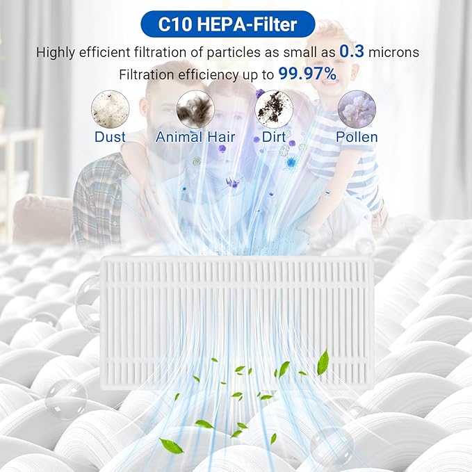 26-Piece Accessories Kit for Eufy Robot Vacuum C10 – Includes: 2 Main Brushes, 4 Filters, 6 Side Brushes, 6 Dust Bags, 6 Scented Tablets, 1 Cleaning Brush & 1 Screwdriver
