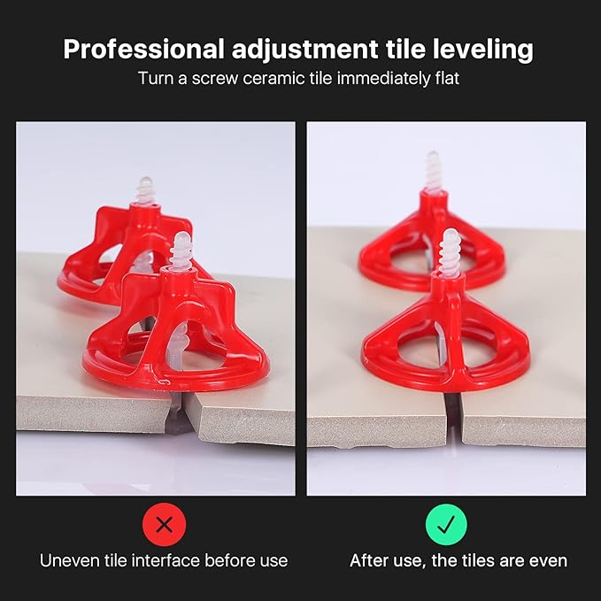 HRGGN Professional Tile Leveling System Kit，Anti-Loosening Spacers/Wall, Bathroom Tiling -1/32-1/16-1/8 Precision Alignment & Grout Spacing Tools(200caps, 1/32-1/16-1/8)