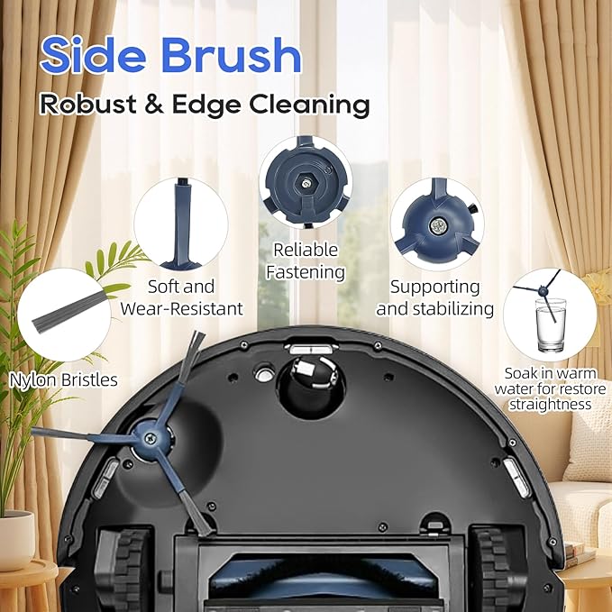 9 Pack Accessories Compatible With Eufy Omni C20 Robot Vacuum Cleaner, Replacement Parts Include: 1 Main Brush, 2 Side Brushes, 2 Mop Pads, 2 Filters, 2 Dust Bags